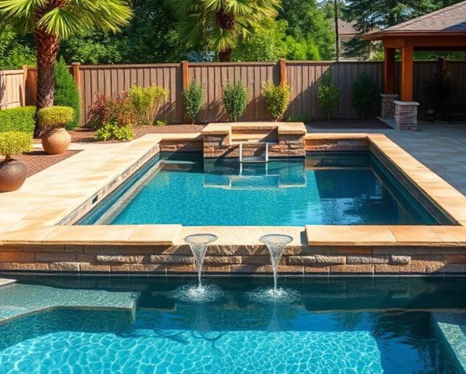 Rectangle Pool with Tanning Ledge & Baja Shelf