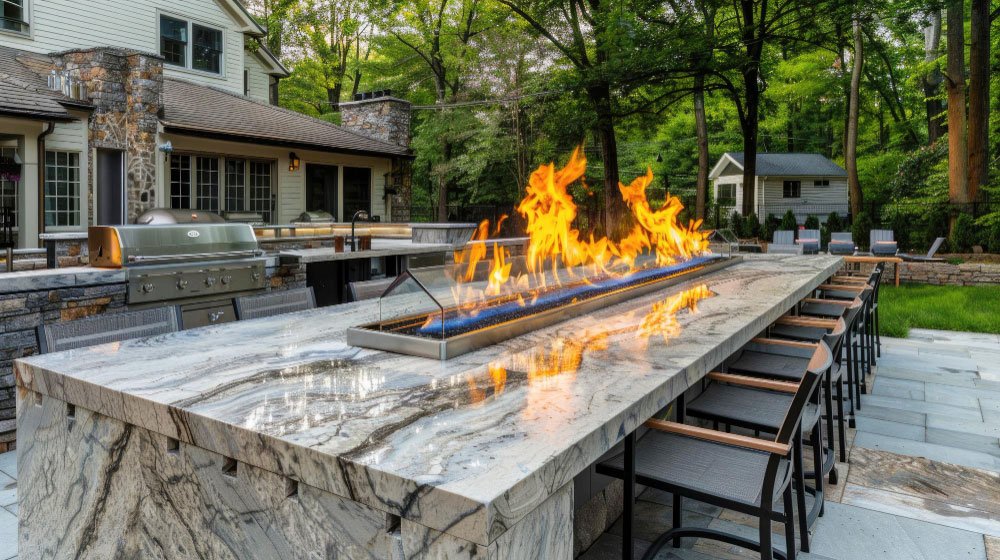 Kitchen-with-Fire-Features-&-Patio Weston MA