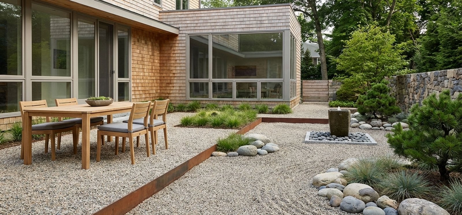 Minimalist retaining wall in contemporary small yard design
