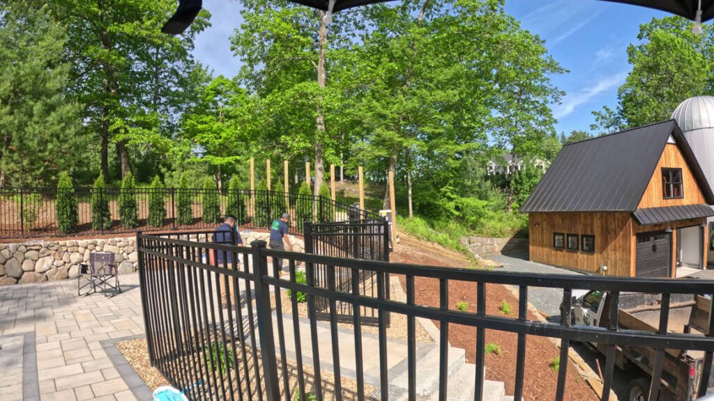 Retaining wall built by hardscapers in North Shore MA