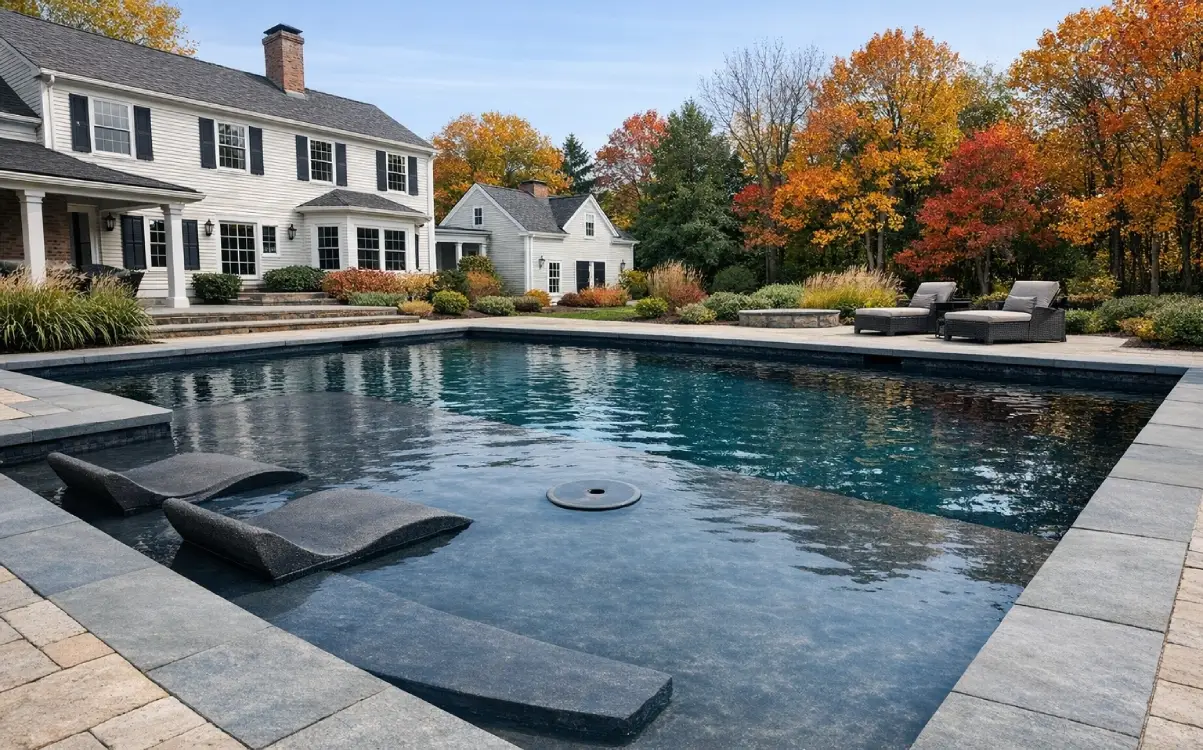 tanning ledge with two in-pool loungers