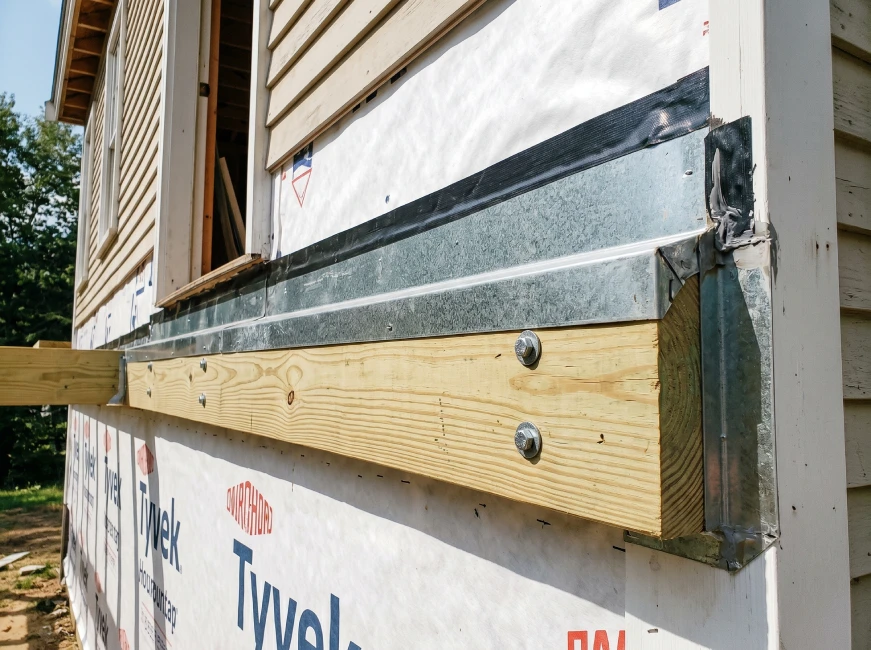 Ledger board flashing installation Massachusetts deck