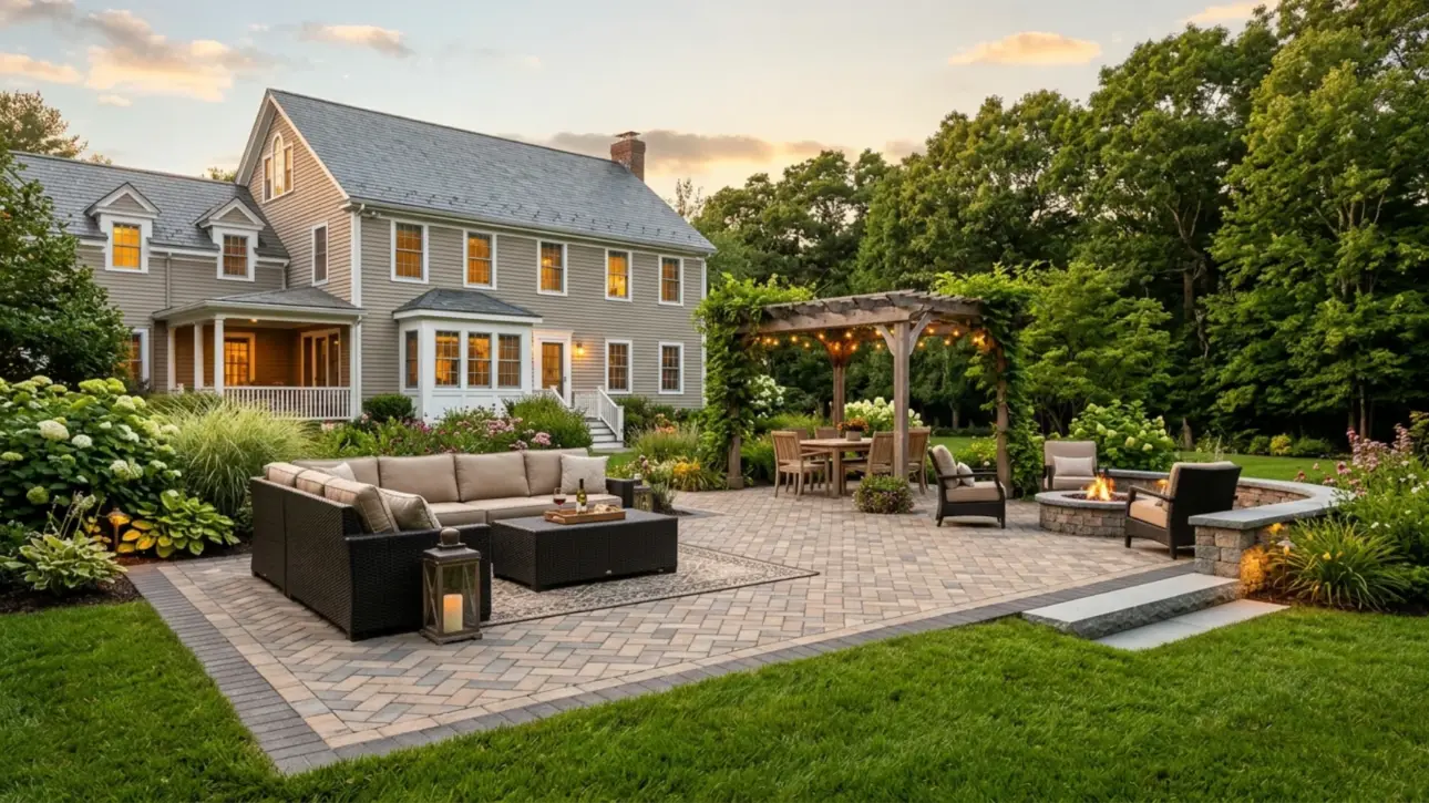 _Luxury Paver Patio Design Massachusetts _ Multi-Level Outdoor Living Space