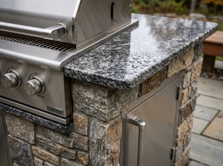 granite countertop stainless steel outdoor kitchen materials Massachusetts
