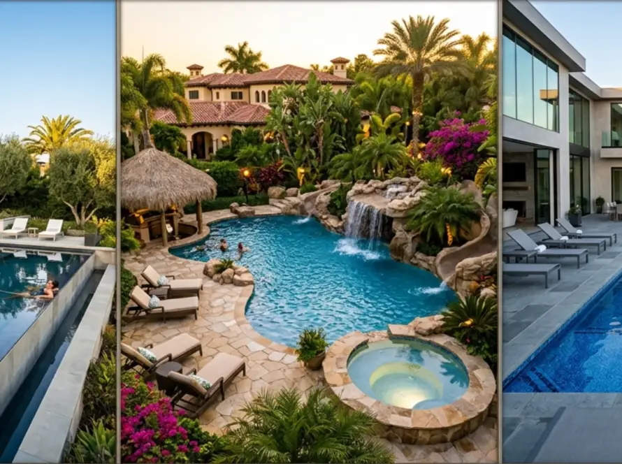 luxury pool designs compared_ fiberglass, gunite, and vinyl