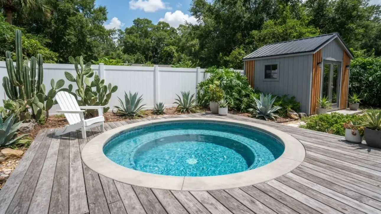 Pool with spa and waterfall in MA yard