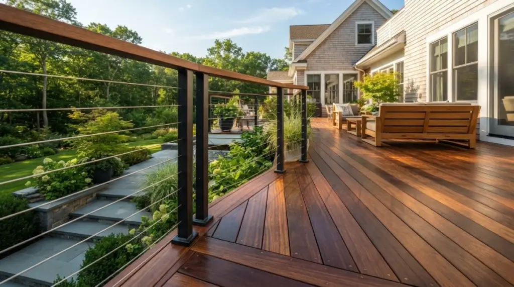 Premium Ipe hardwood deck with cable railings