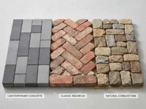 Side-by-side paver material comparison