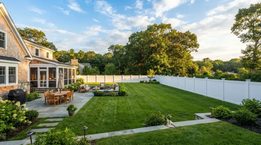 Cape Cod vinyl fence patio Massachusetts backyard