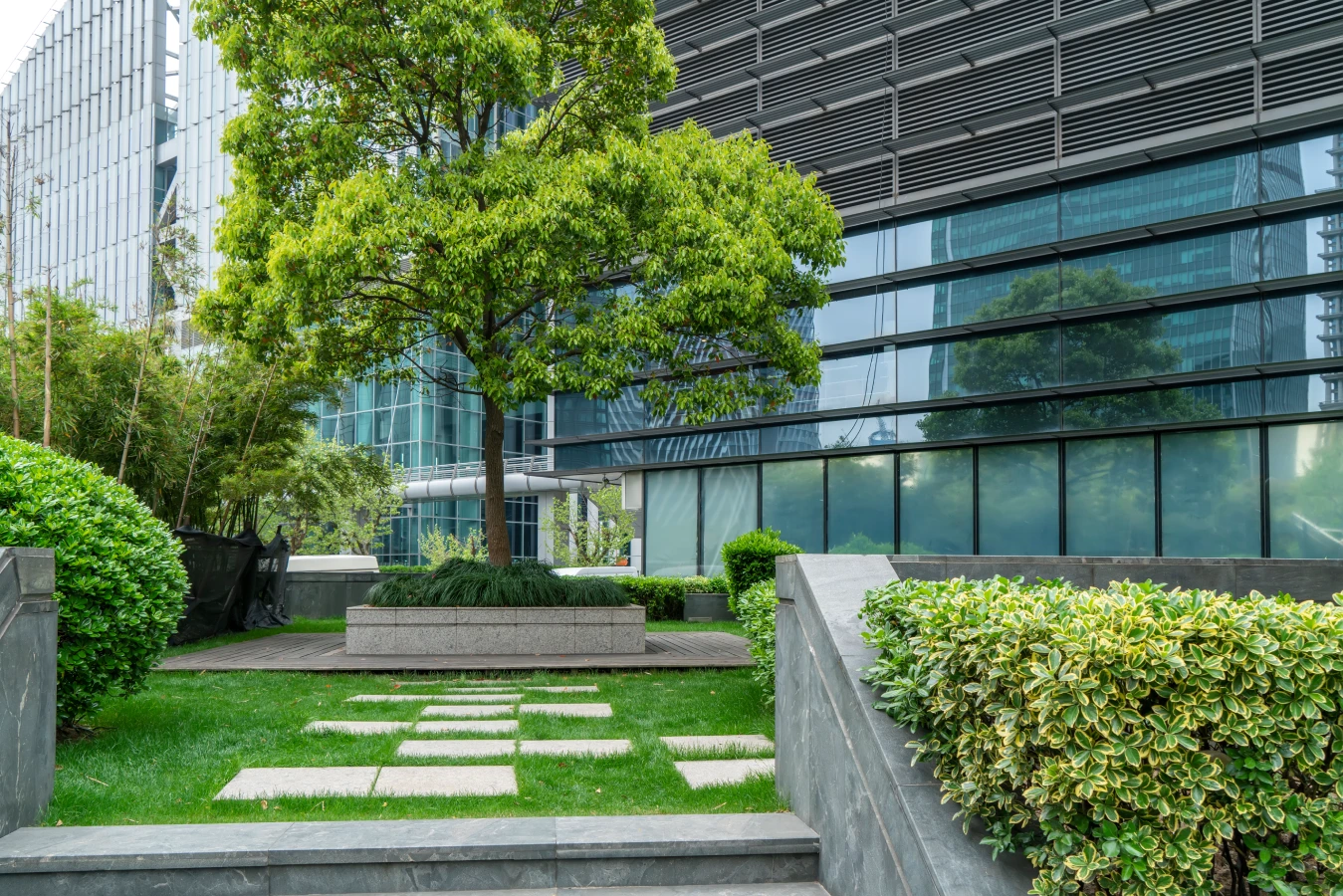 Rooftop garden at Massachusetts office tower