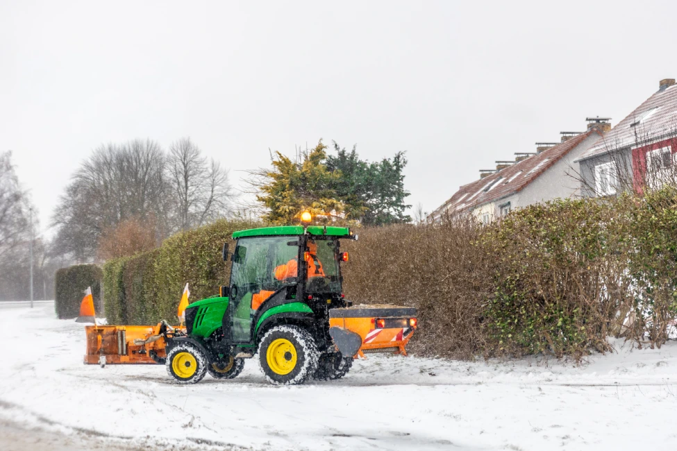 Salting and plowing service in Brookline MA residential neighborhood