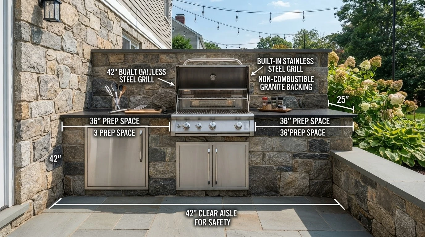 outdoor kitchen clearance diagram MA specs