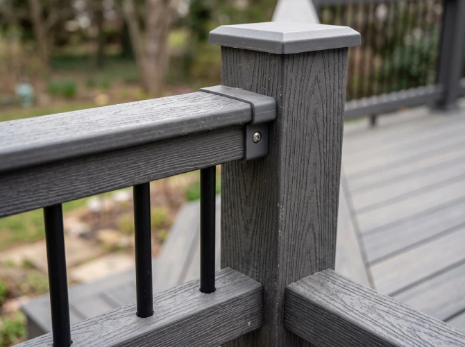 Composite railing closeup Trex TimberTech texture wood grain