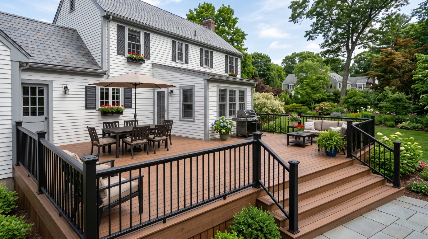Composite railing deck project Massachusetts Trex TimberTech complete
