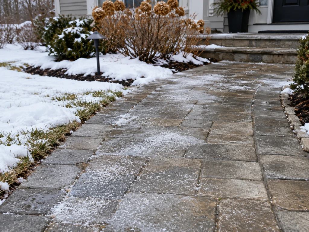 Ice melt damage prevention Massachusetts landscaping