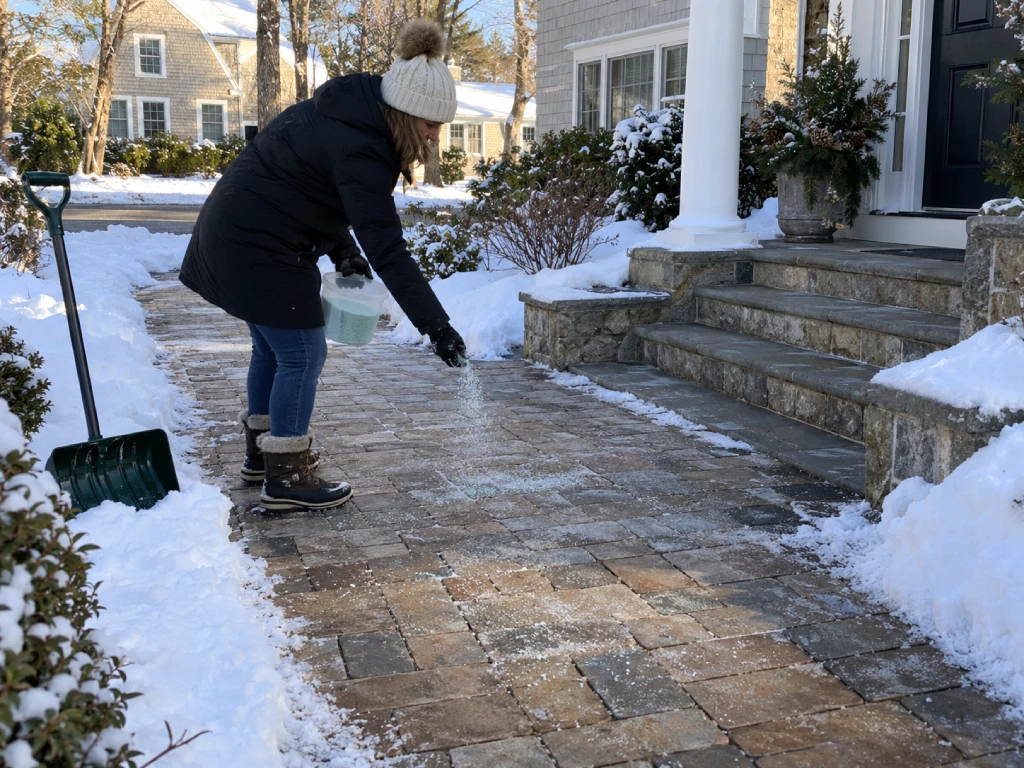 Ice melt on paver walkway Massachusetts