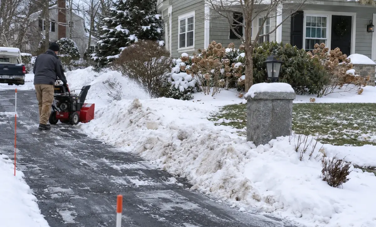 Snow removal protecting lawn Massachusetts