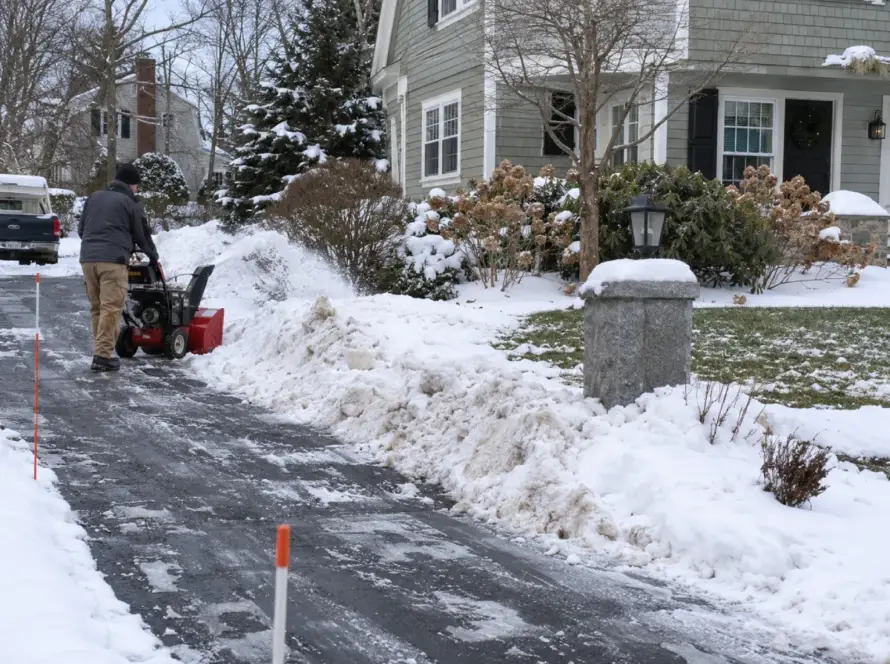 Snow removal protecting lawn Massachusetts