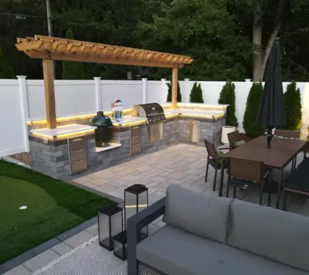 Custom outdoor kitchen masonry construction Andover MA