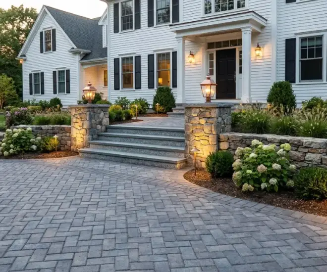 Elegant Front Entry & Driveway Lynnfield MA