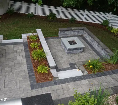 Garden design services in Rockport, Massachusetts - two-level patio