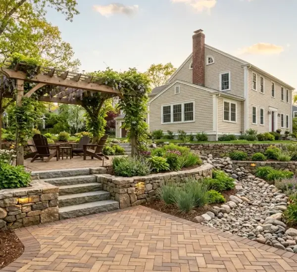 landscape retaining wall design Melrose MA