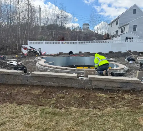 Inground pool bluestone surround Melrose MA design