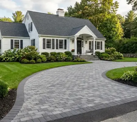 Paver driveway installation in Lynnfield MA home