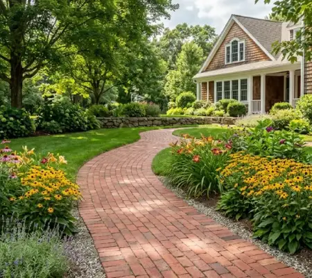 Paver pathway installation for residential landscape Lynnfield MA