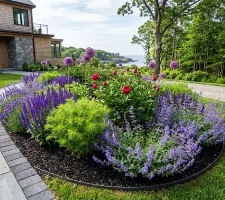 Perennial garden design in Manchester-by-the-Sea, Massachusetts coastal bed
