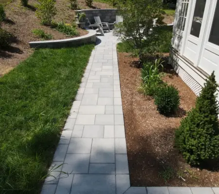 Perennial garden design in Wakefield, Massachusetts - paver walkway