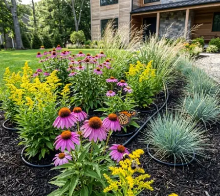 Pollinator garden design in Topsfield, Massachusetts - native coneflowers