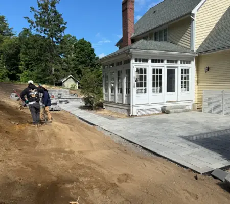 Three season room excavation grading, Stockbridge MA landscape work