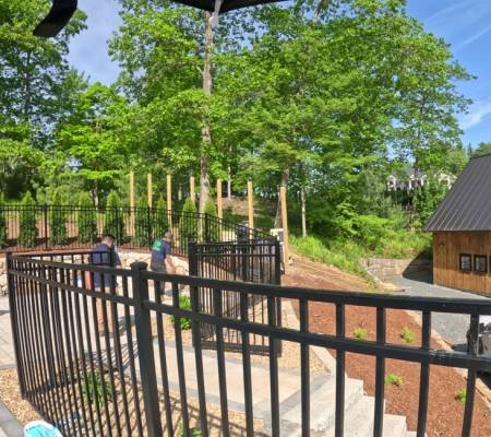 Retaining wall built by hardscapers in North Shore MA